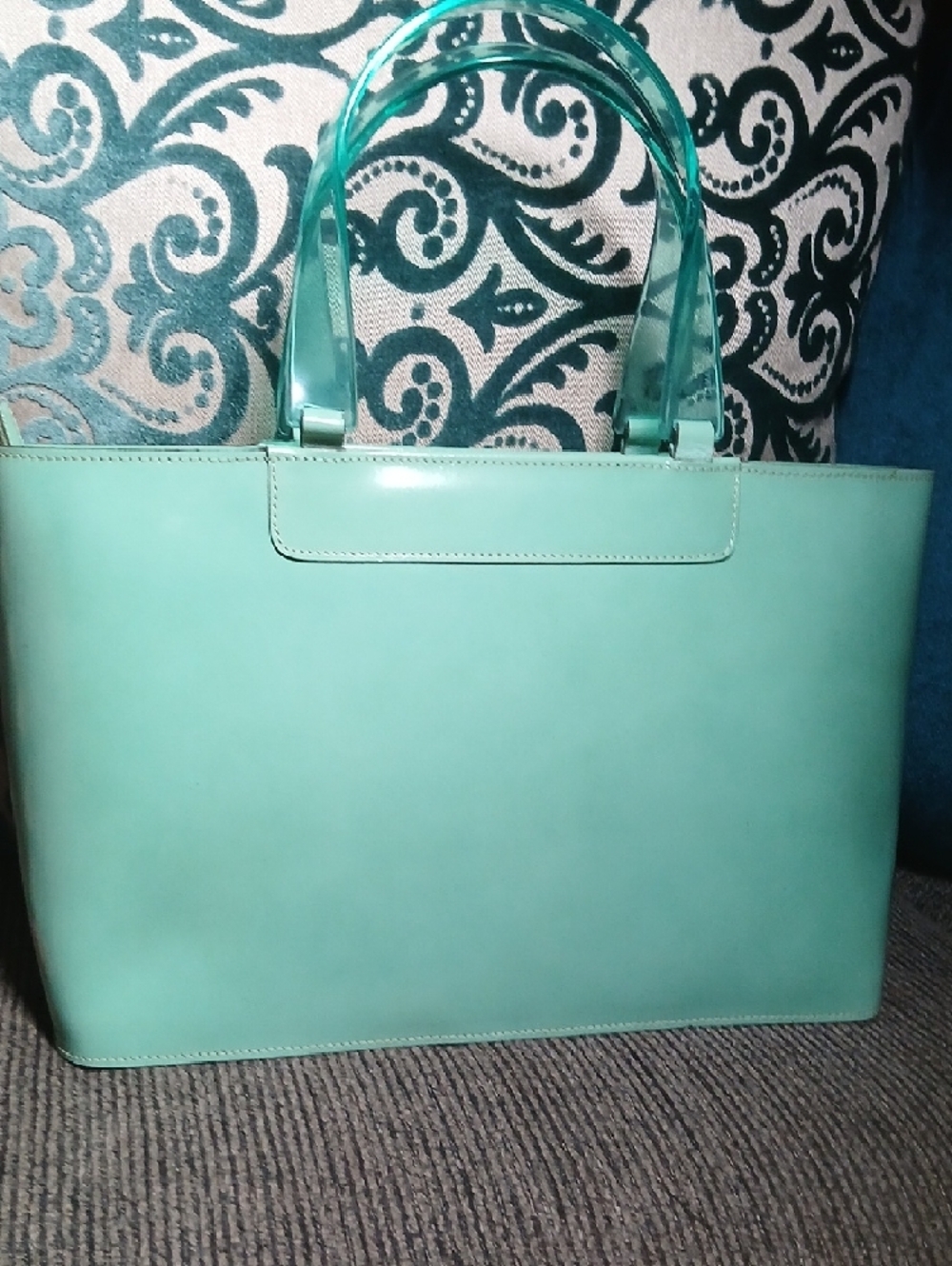NEW Lamarthe Mint Green Leather Tote